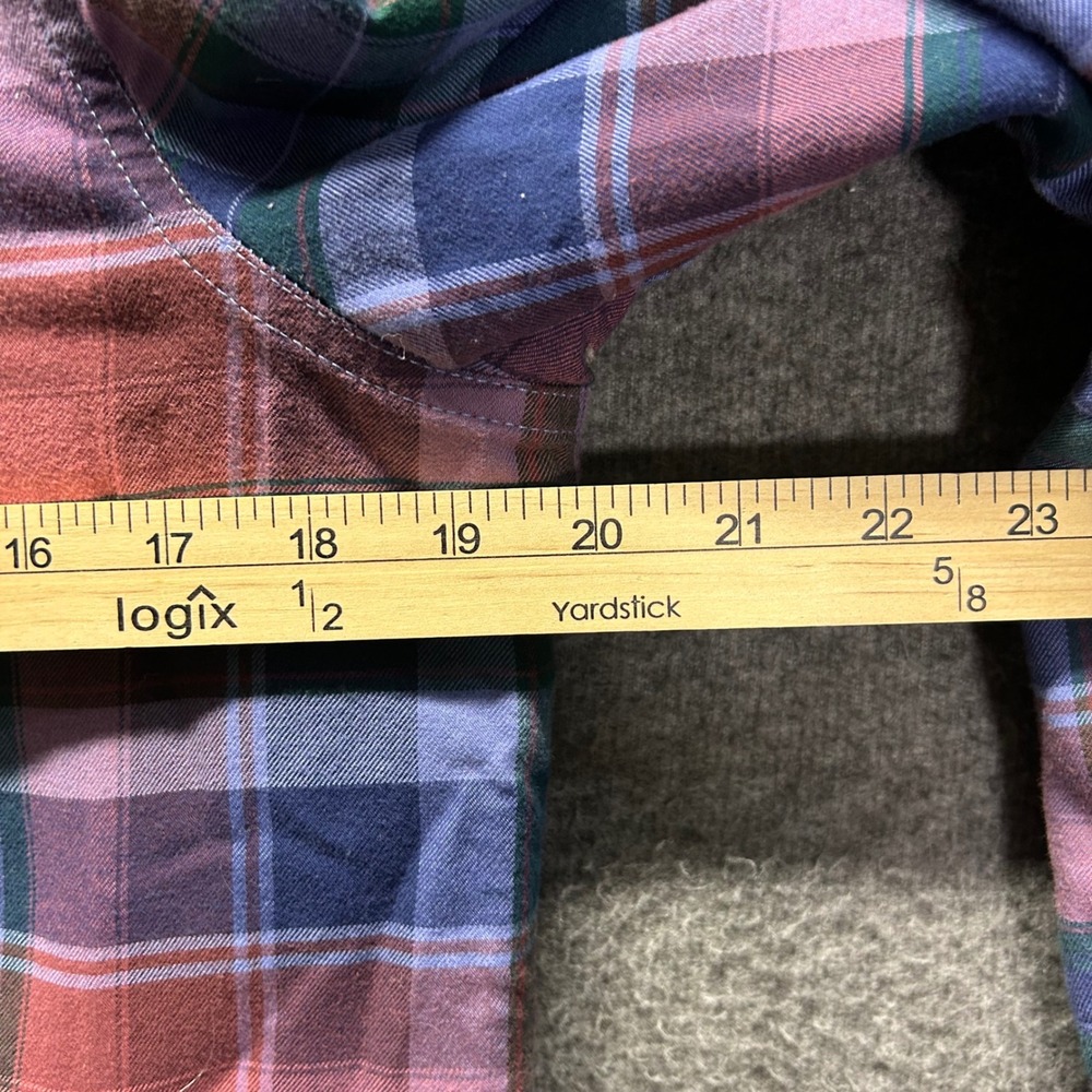 LL Bean Womens XS Fleece Lined Flannel Shirt Jacket Plaid Purple Pink 505597 - Picture 8 of 10